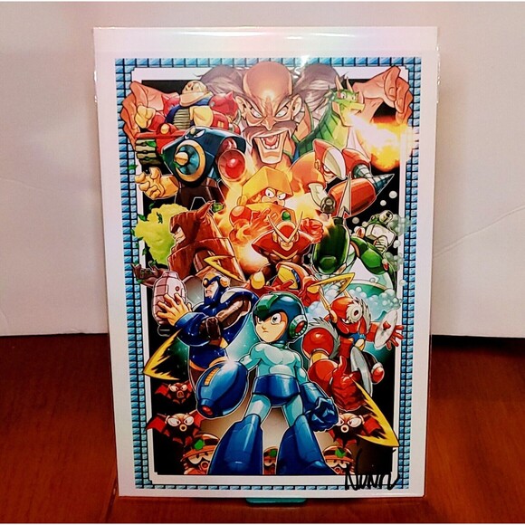 Mega Man 7x10 Signed By Eddie Nuñez ART PRINT Limited w C.O.A. - Picture 1 of 4